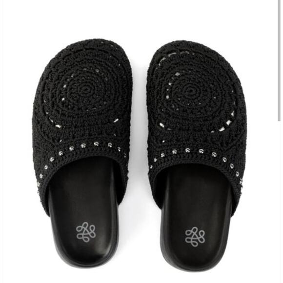 The Sak Shoes - The Sak Black Crochet Studded Bolinas Clogs NIB